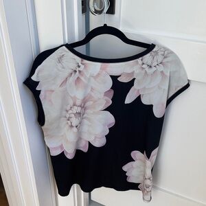 Ted Baker Black and Cream Floral Top